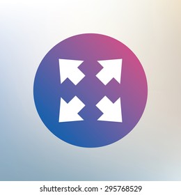 Fullscreen sign icon. Arrows symbol. Icon for App. Icon on blurred background. Vector