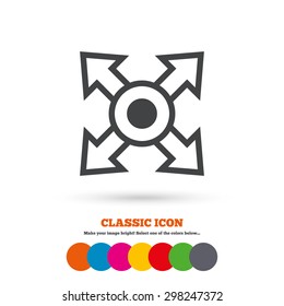 Fullscreen sign icon. Arrows symbol. Icon for App. Classic flat icon. Colored circles. Vector