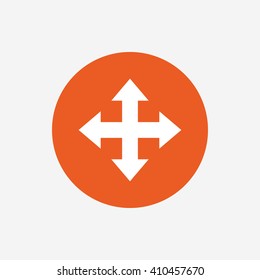 Fullscreen sign icon. Arrows symbol. Icon for App. Orange circle button with icon. Vector