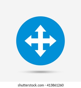 Fullscreen sign icon. Arrows symbol. Icon for App. Blue circle button with icon. Vector