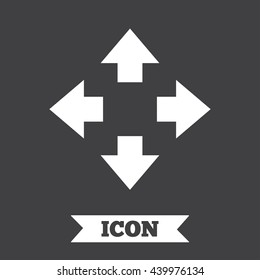 Fullscreen sign icon. Arrows symbol. Icon for App. Graphic design element. Flat fullscreen symbol on dark background. Vector
