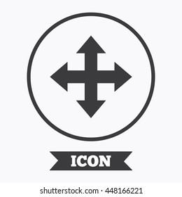 Fullscreen sign icon. Arrows symbol. Icon for App. Graphic design element. Flat symbol in circle button. Vector