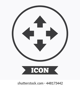 Fullscreen sign icon. Arrows symbol. Icon for App. Graphic design element. Flat symbol in circle button. Vector