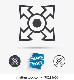 Fullscreen sign icon. Arrows symbol. Icon for App. Flat icons. Buttons with icons. Thank you ribbon. Vector