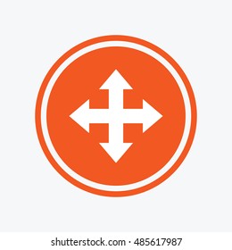 Fullscreen sign icon. Arrows symbol. Icon for App. Graphic design element. Flat fullscreen symbol on the round button. Vector