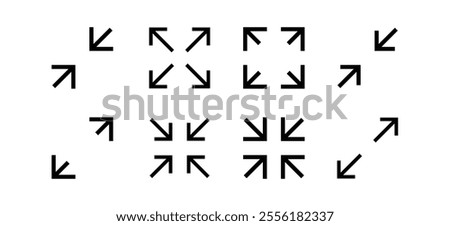 Fullscreen vector Icon with Arrows. Expand Maximize and minimize signs for Screen. Vector illustration