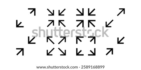 Fullscreen vector Icon with Arrows. Expand Maximize and minimize signs for Screen. Vector illustration