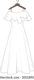 The full-size dress long model has a mockup design vector type.