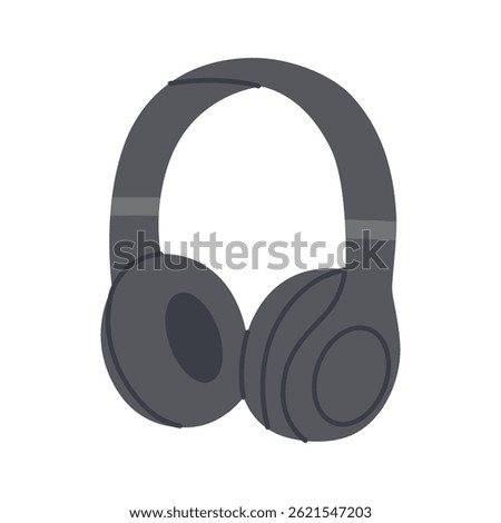 Full-size over-ear wireless headphones. Modern earphones. Audio device. Sound headset. Electronic gadget. Listening to music, podcast, gaming. Vector flat illustration isolated on white background