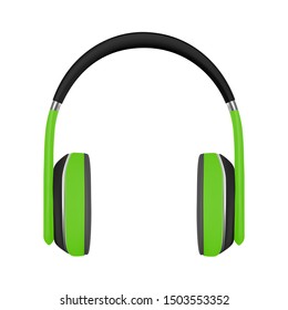 Full-size stereo headphones in vector on a white background.Full-size headphones vector illustration.	