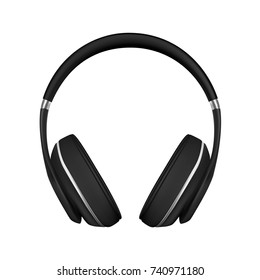 Full-size stereo headphones in vector on a white background.	Full-size headphones vector illustration.	