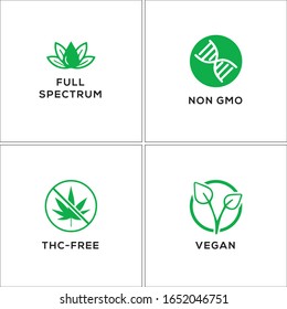 Full-Spectrum, Non GMO, THC free, Vegan Icon Set