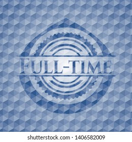 Full-time blue hexagon badge. Vector Illustration. Detailed.