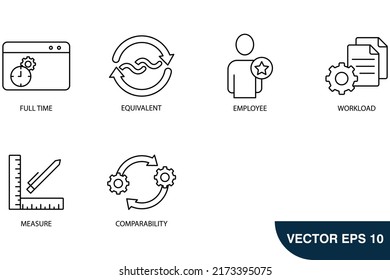 Full-time equivalent  icons set . Full-time equivalent  pack symbol vector elements for infographic web