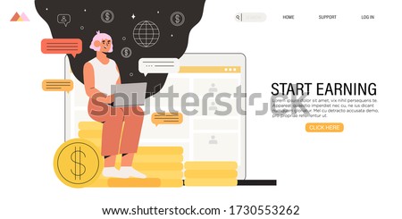 Full-time freelancer working distantly from home office on laptop and earn extra money by doing project on freelance platform or website. Online chat with fellow distant workers, partner or employer. 
