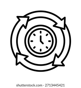Ilustración vectorial de iconos de esquema de tiempo completo