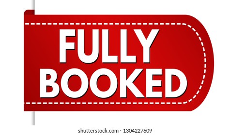 Fully booked banner design on white background, vector illustration