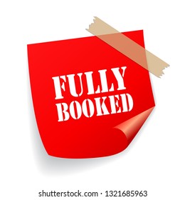 Fully booked red vector sticker on white background
