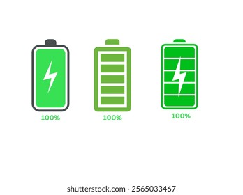 Fully charge battery 100% sign icon