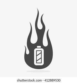 Fully charged battery. Flat design. Isolated on gray background. Vector illustration.