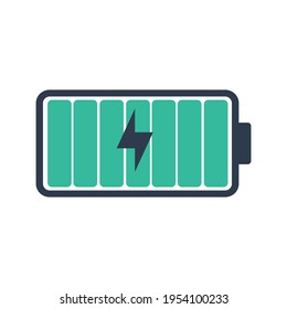 fully charged battery icon. Can be used on designs, mascots, banners, brochures, books, etc. simple design.