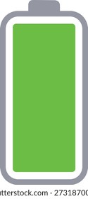 Icono de batería completamente cargado con indicador verde y contorno gris