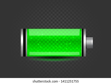 Fully charged battery icon on dark background