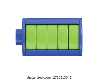 Icono de indicador de batería completamente cargado Ilustración de renderizado 3D