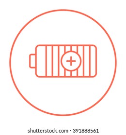 Icono de línea de batería totalmente cargado.