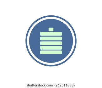 Un diseño de Vector de logotipo de batería completamente cargado con un fondo blanco se puede utilizar para un ícono o símbolo de aplicación.