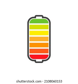 smartphone con batería completamente cargada. Indicadores de nivel de carga. Icono del vector aislado en fondo blanco
