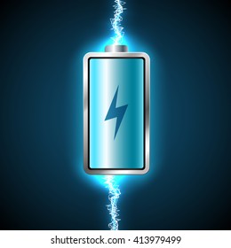 Fully charged blue battery and short circuit