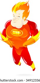 Fully Charged Energy Superhero-Character design with battery symbol