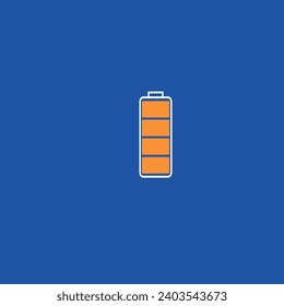 Fully charged white battery in front of the background