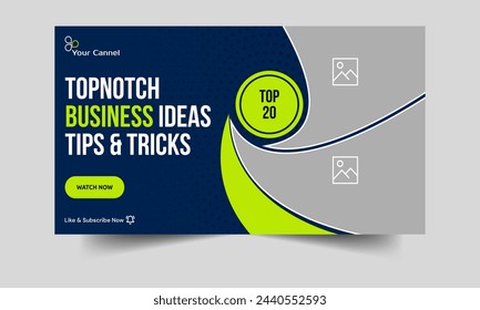 Fully customizable vector eps 10 video cover banner design, business idea thumbnail banner, business tips and trick video cover banner design