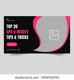 Fully customizable vector illustration video tutorial thumbnail banner design, beauty tips and tricks video cover banner design, vector eps 10 file format
