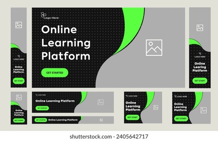 Fully customizable vector online learning web bundle banner design, education system web set banner design, editable vector eps 10 file format