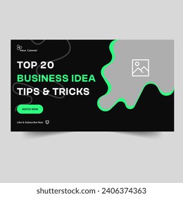 Fully customizable vector video thumbnail banner design, video tutorial banner design, business idea tips and tricks banner, editable vector eps 10 file format