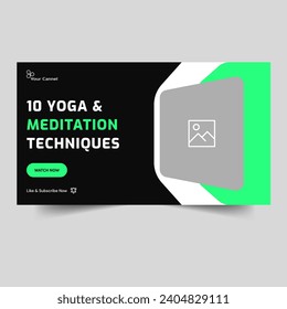 Fully customizable vector video tutorial thumbnail banner design, yoga and meditation tips video cover banner design, vector eps 10 file format