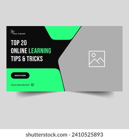 Fully customizable vector video tutorial thumbnail design for learning tips and tricks, education everyday techniques video cover template, editable vector eps 10 file format