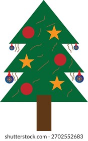 Árbol de Navidad totalmente decorado con estrella y regalos