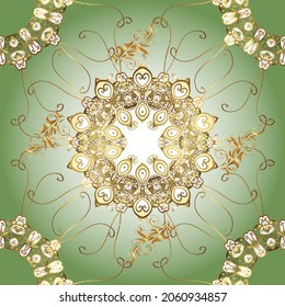 Fully editable. For any design projects. Seamless. Vector pattern on neutral, gray and green colors. Suitable for fabric, paper, packaging.