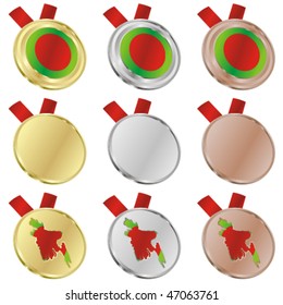 fully editable bangladesh vector flag in medal shapes