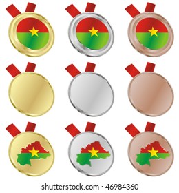 fully editable burkina faso vector flag in medal shapes
