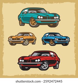 Fully editable classic european car vector design