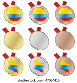 fully editable colombia vector flag in medal shapes