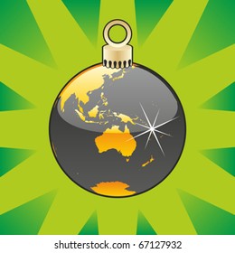 fully editable colored christmas bulb with world globe layout