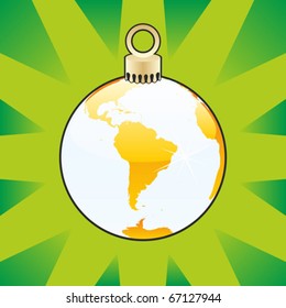 fully editable colored christmas bulb with world globe layout