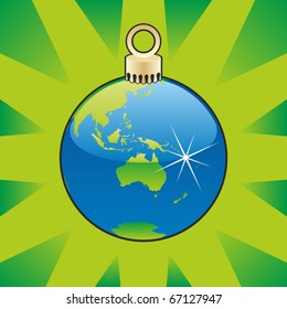 fully editable colored christmas bulb with world globe layout