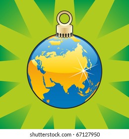 fully editable colored christmas bulb with world globe layout